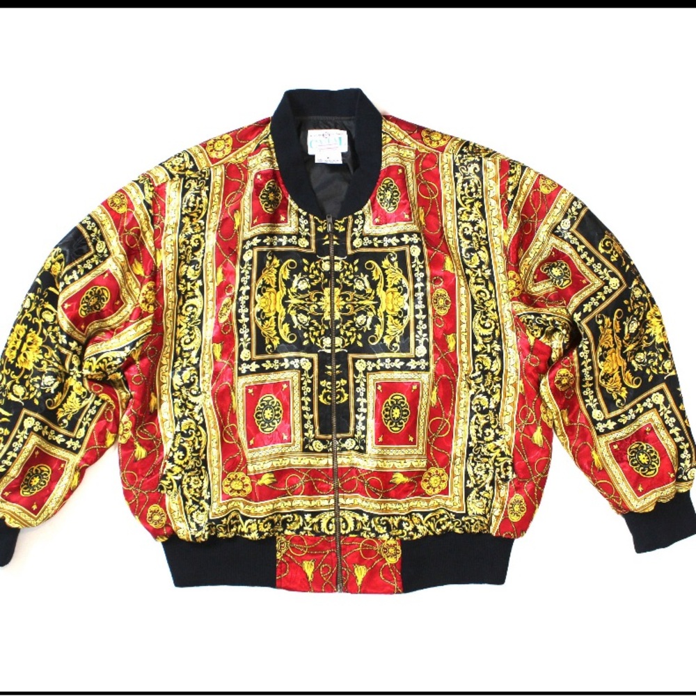 1990s Red and Gold Baroque Jacket Versace Style
